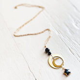 blue moon // brass crescent moon & lapis lazuli star necklace by Peacock and Lime