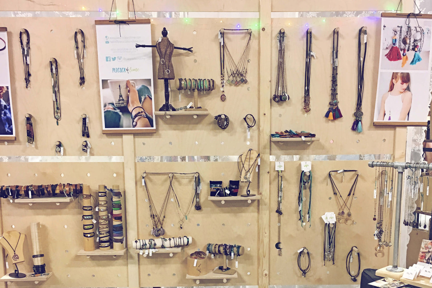 Peacock & Lime pieces on display