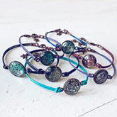 galaxy leather // sparkly celestial leather bracelets by Peacock & Lime