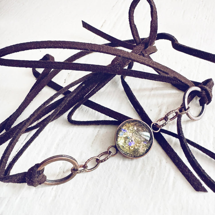 galaxy // sparkly celestial choker necklace / wrap bracelet by Peacock and Lime