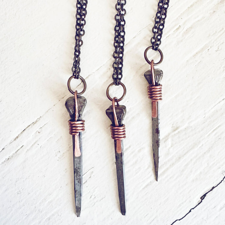 relic // antique coffin nail necklace with copper by Peacock & Lime