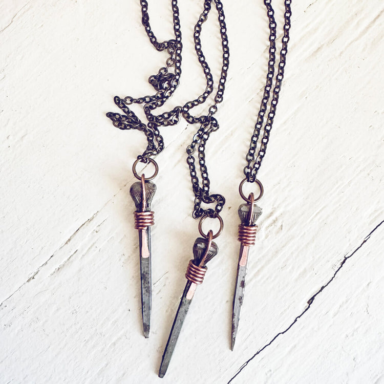 relic // antique coffin nail necklace with copper by Peacock & Lime