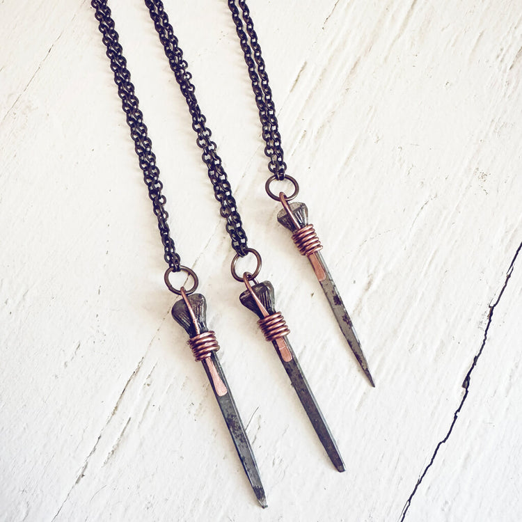 relic // antique coffin nail necklace with copper by Peacock & Lime