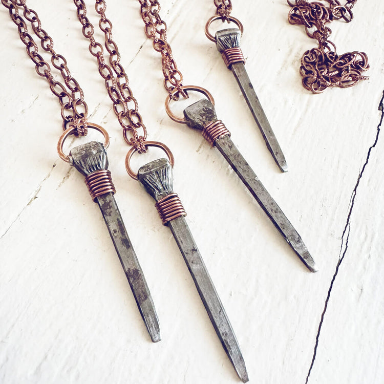 relic // antique coffin nail necklace with copper by Peacock & Lime