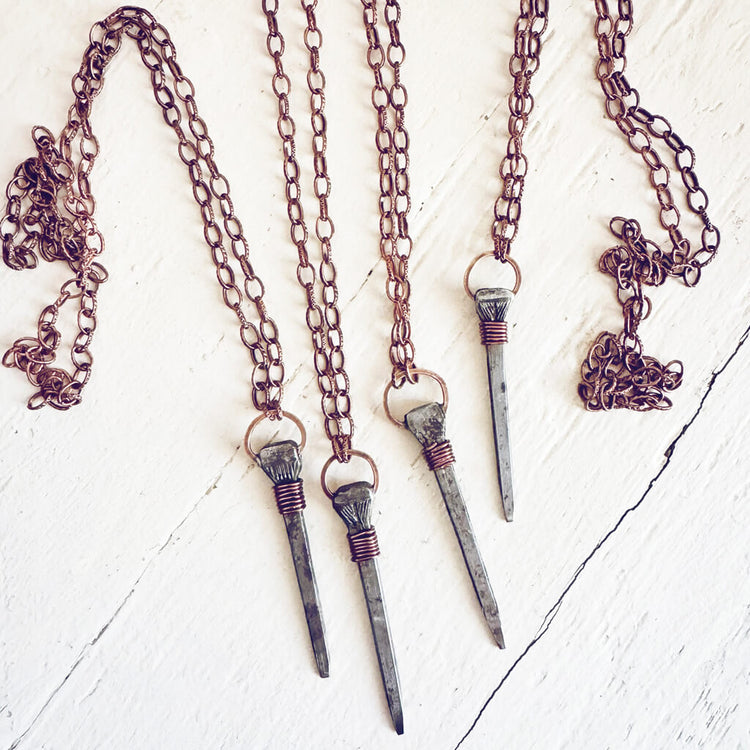 relic // antique coffin nail necklace with copper by Peacock & Lime