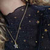 shooting star // simple druzy star pendant necklace worn on model by Peacock & Lime