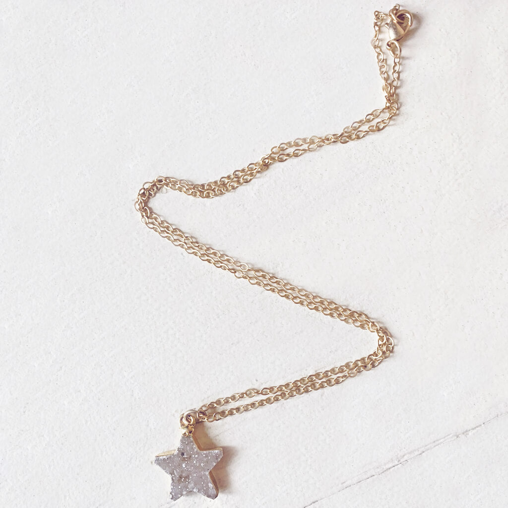 shooting star // simple druzy star pendant necklaces by Peacock & Lime