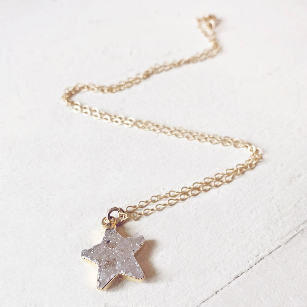 shooting star // simple druzy star pendant necklaces by Peacock & Lime