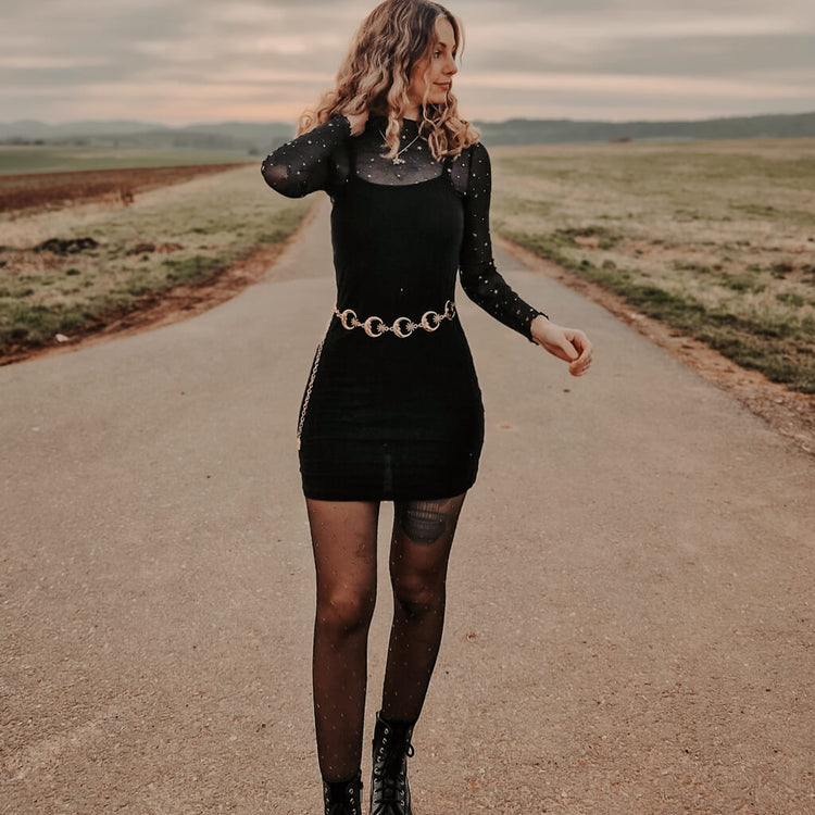 shooting star // simple druzy star pendant necklace worn on model by Peacock & Lime