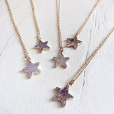 shooting star // simple druzy star pendant necklaces by Peacock & Lime