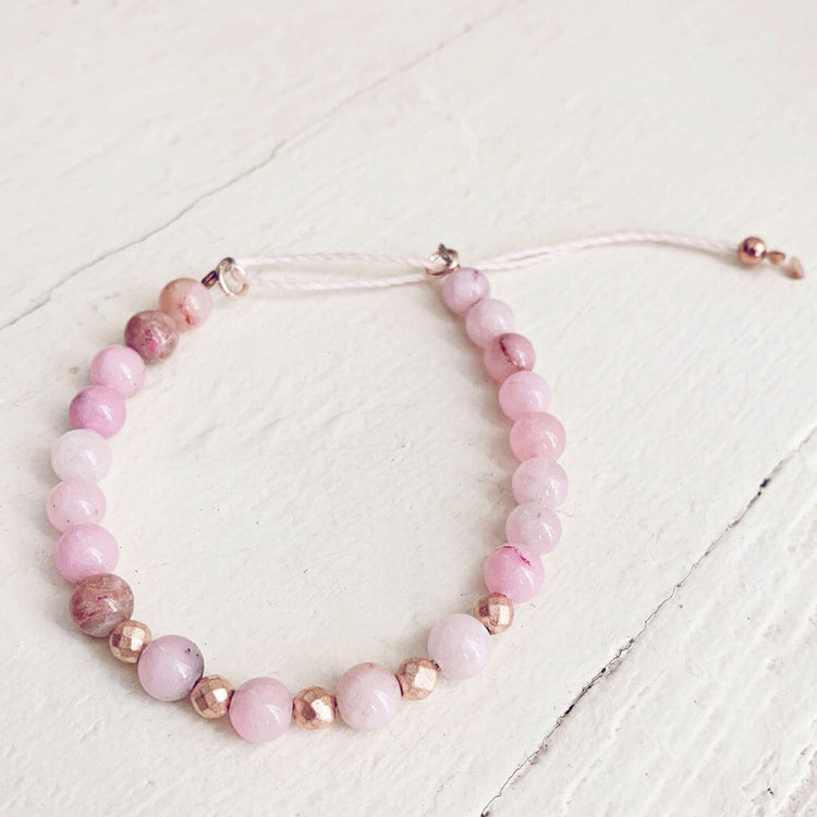 tiny treasure // mini gemstone bead stacking bracelet - cherry blossom jasper by Peacock & Lime