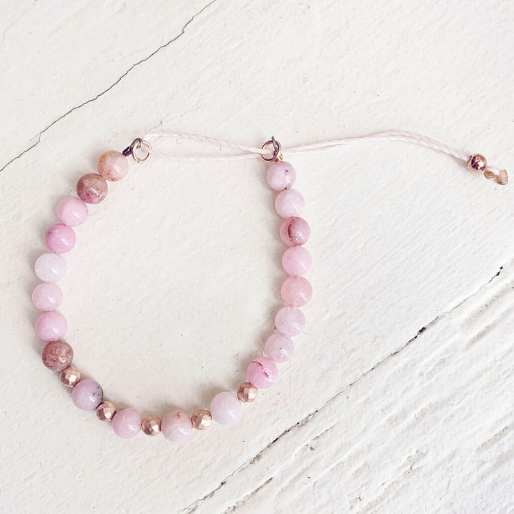tiny treasure // mini gemstone bead stacking bracelet - cherry blossom jasper by Peacock & Lime