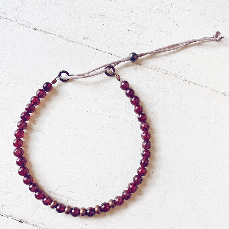 tiny treasure // mini gemstone bead stacking bracelet - garnet by Peacock & Lime