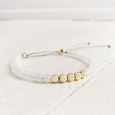 tiny treasure // mini gemstone bead stacking bracelet - white jade by Peacock & Lime