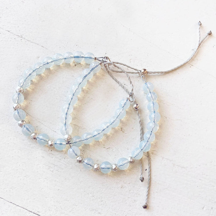 tiny treasure // mini gemstone bead stacking bracelets - opalite by Peacock & Lime