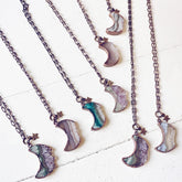 Under an Amethyst Moon // copper electroformed crescent moon pendant necklaces by Peacock & Lime