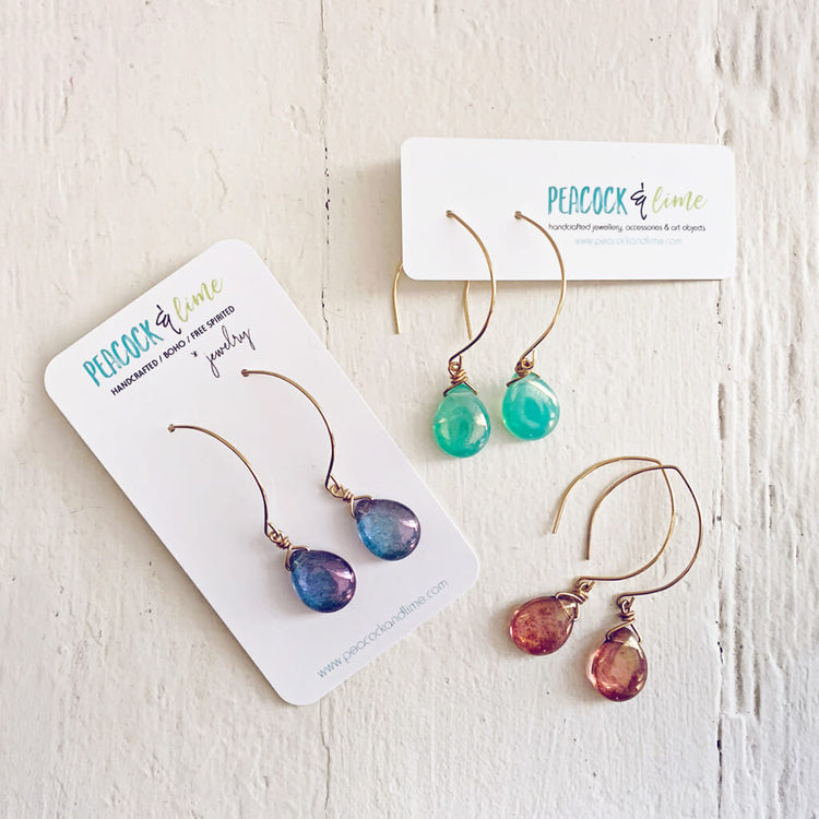 allure // czech glass teardrop earrings by Peacock & Lime