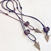 arrowhead // men's rugged distressed leather necklaces with arrow head pendant by Peacock and Lime