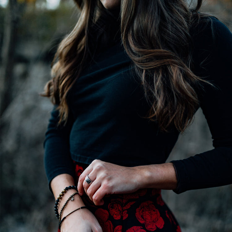 black sea and treasure // beachy bracelet style pack, set of 3 - worn on model, by Peacock & Lime