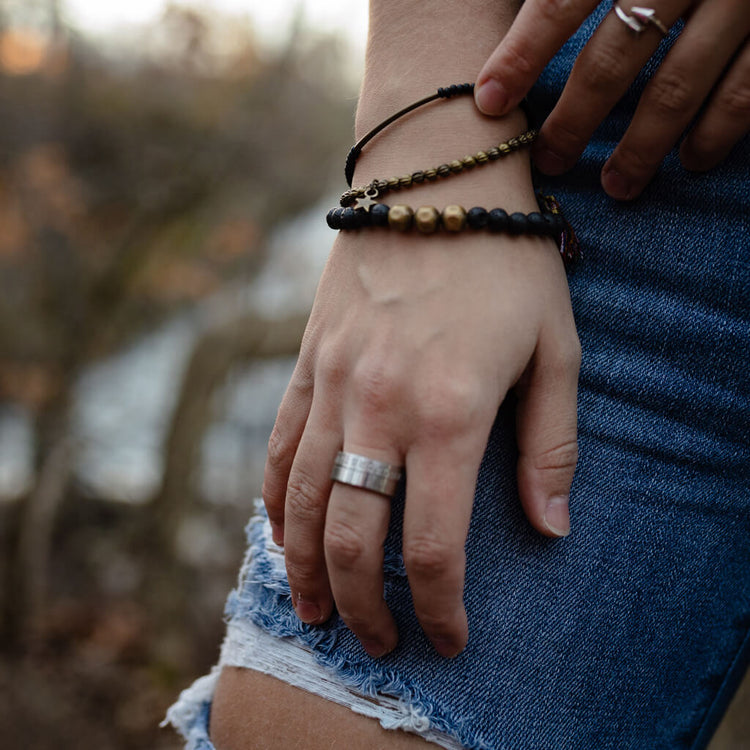 black sea and treasure // beachy bracelet style pack, set of 3 - worn on model, by Peacock & Lime