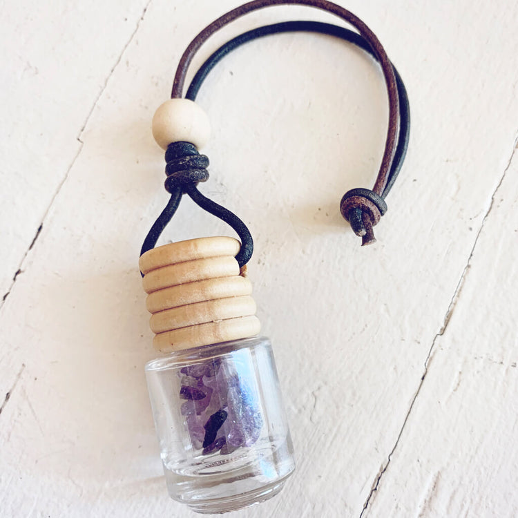 breathe - inhale exhale / gemstone infused essential oil car diffuser air freshener - amethyst