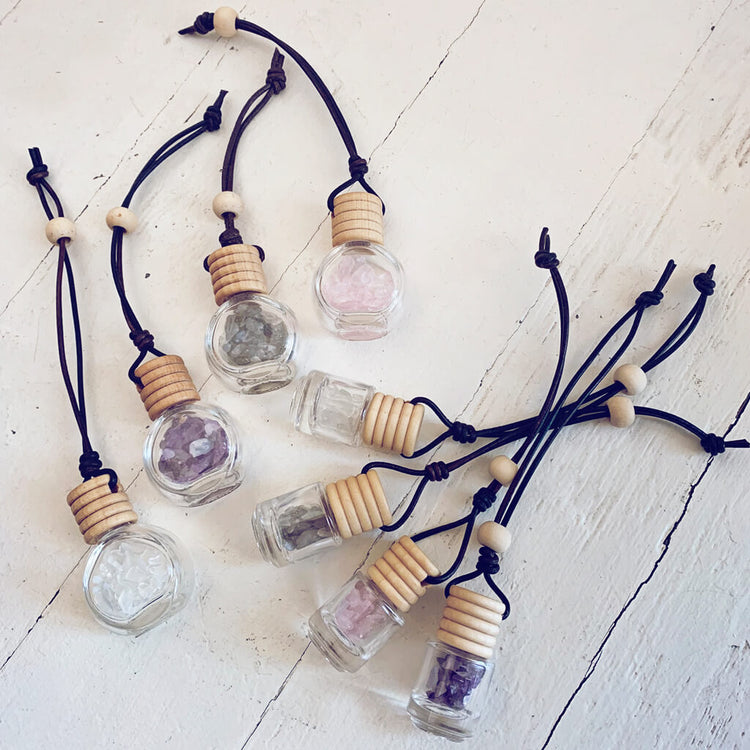 breathe - inhale exhale / gemstone infused essential oil car diffuser air fresheners