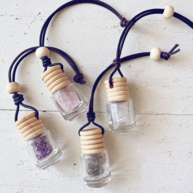 breathe - inhale exhale / gemstone infused essential oil car diffuser air fresheners