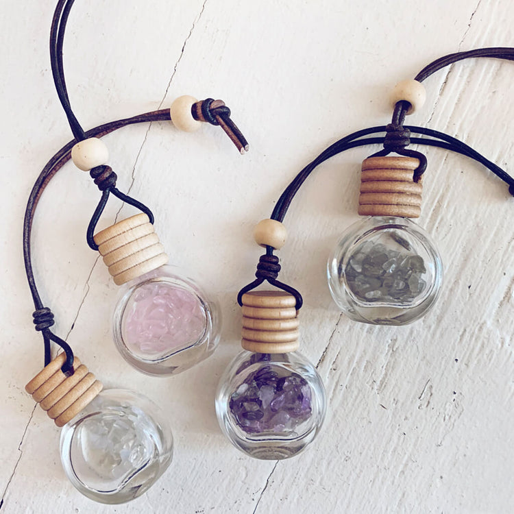 breathe - inhale exhale / gemstone infused essential oil car diffuser air fresheners