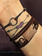 breathe, peace or namaste boho wrap bracelet - Peacock & Lime