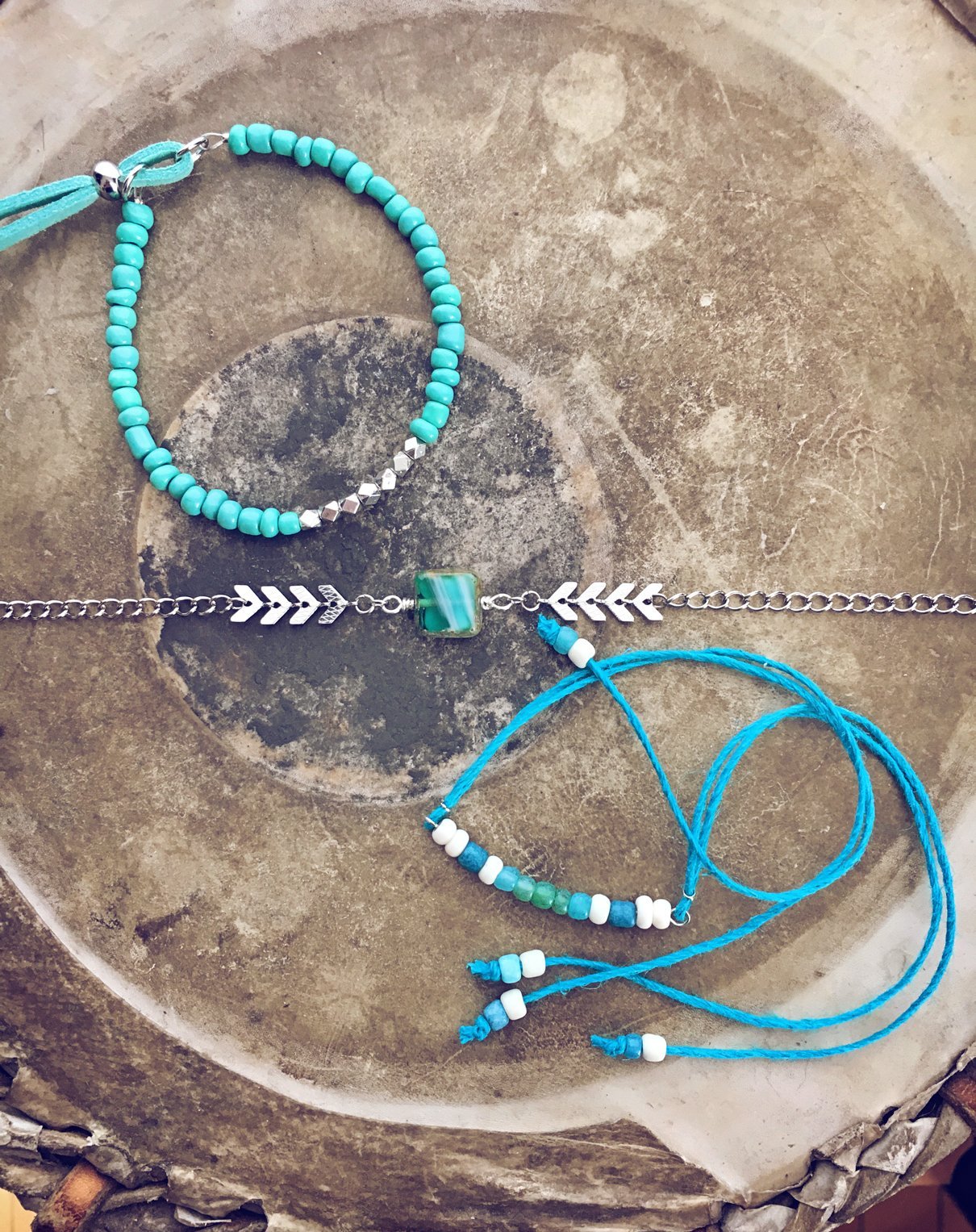 caribbean blue beachy bracelet style pack - Peacock & Lime