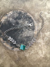 caribbean blue - czech glass bead and chevron chain bracelet - Peacock & Lime