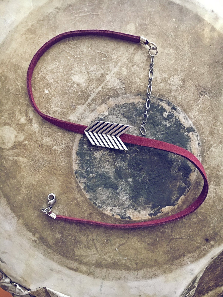 chevron arrow choker necklace - Peacock & Lime