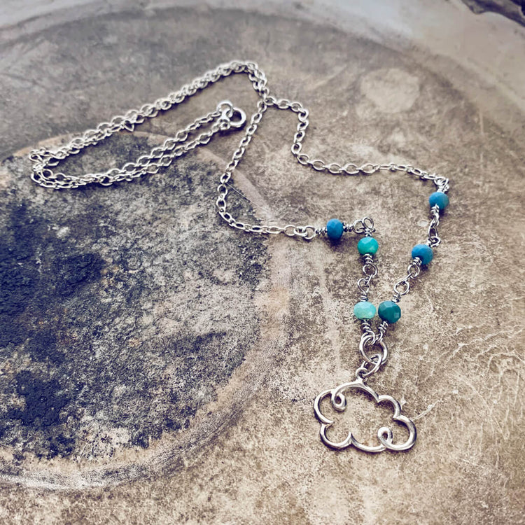 cloud 9 // sterling silver and czech glass bead choker necklace by Peacock & Lime