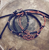 copper celtic beachy bracelet style pack - Peacock & Lime