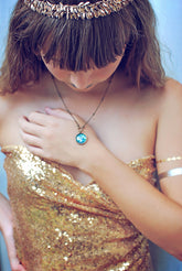 cosmic galaxy sparkly celestial necklace - Peacock & Lime