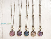 cosmic galaxy sparkly celestial necklace - Peacock & Lime