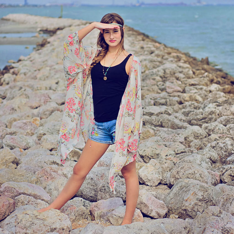 dreaming of the sea // mermaid pendant boho beach style necklace - worn on model - Peacock & Lime