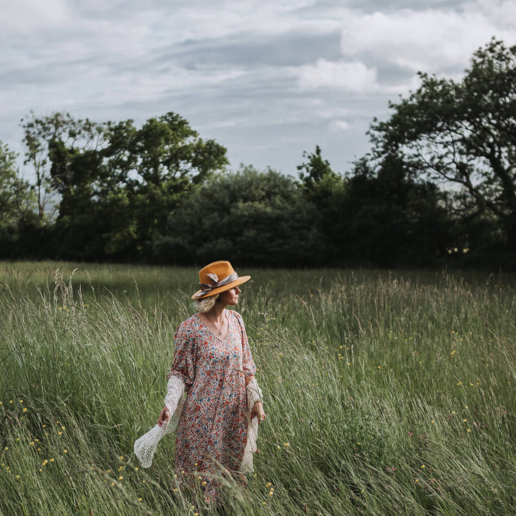 gem // tiny copper electroformed quartz pendant necklace worn on model by Peacock and Lime