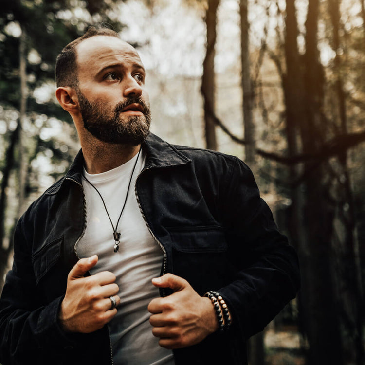 go your own way - men's rugged distressed leather necklaces with compass - Peacock and Lime