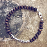grounded lotus // beachy bracelet style pack - wood bracelet with silver by Peacock and Lime