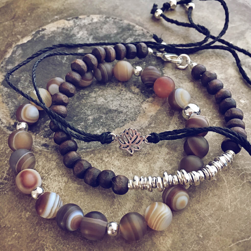 grounded lotus // beachy bracelet style pack, set of 3 by Peacock and Lime