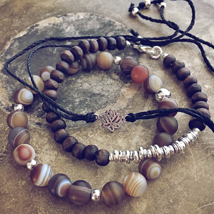 grounded lotus // beachy bracelet style pack, set of 3 by Peacock and Lime