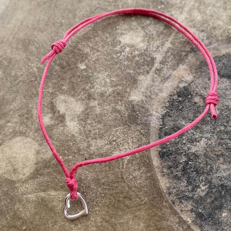 heart wish bracelet - fuchsia pink - Peacock & Lime