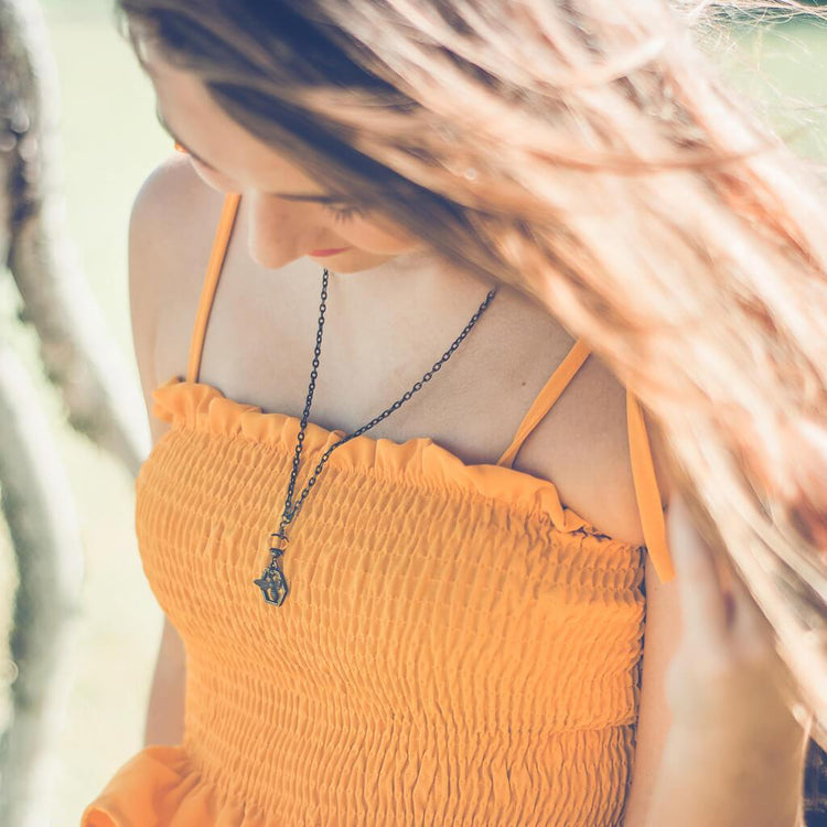 honey bee // antiqued brass and lampwork bead necklace - Peacock & Lime