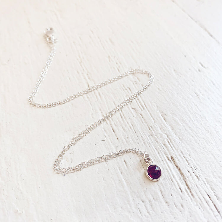 itty bitty Kepler 407 // garnet & sterling silver necklace - Peacock & Lime