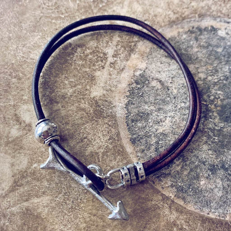 keep moving forward // unisex leather wrap bracelet with pewter arrow clasp - Peacock & Lime