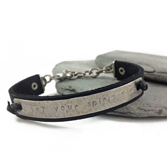let your spirit soar // leather and steel wrap bracelet cuff - Peacock & Lime