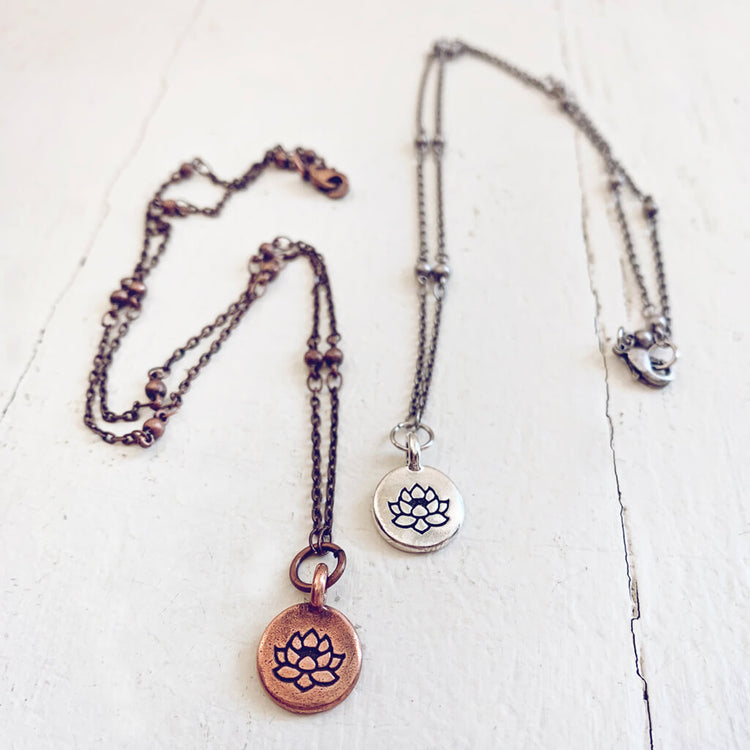 little lotus flower pendant necklaces by Peacock & Lime