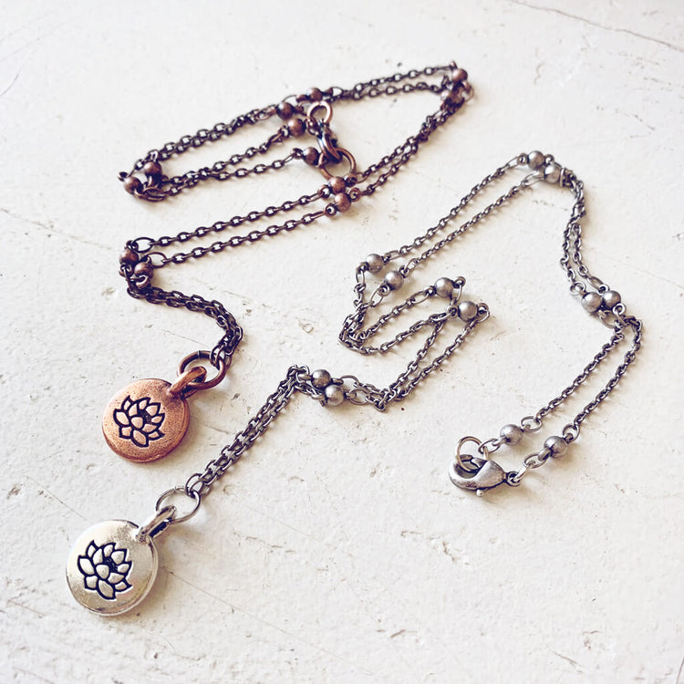 little lotus flower pendant necklaces by Peacock & Lime