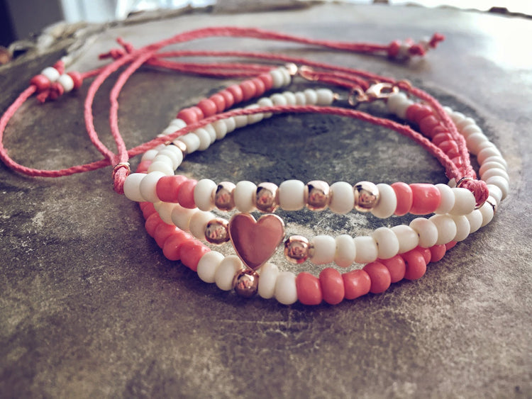 living coral beachy bracelet style pack - Peacock & Lime